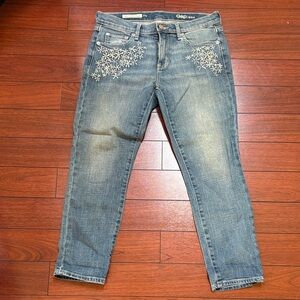 GAP Women's Blue Jeans with Floral Embroidery
